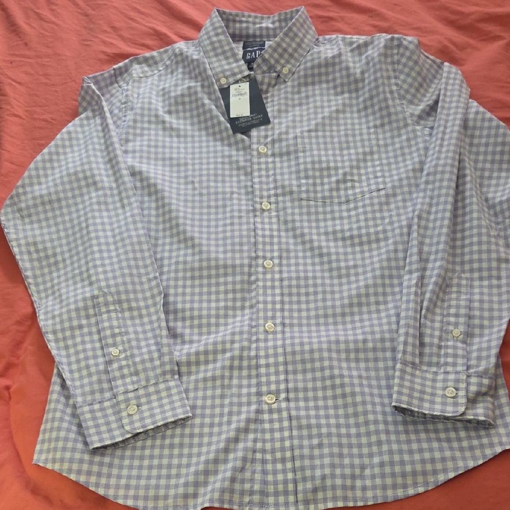 GAP Men's Purple Checkered Casual Shirt